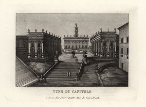 Udsigt over Capitoline Hill. Piazza del Campidoglio, Palazzo Senatorio, Rom. af Unbekannt