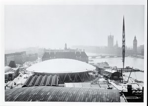 Udsigt over Dome of Discovery bygget til Festival of Britain, åbnet 4. maj 1951 (s/h foto) af Unbekannt