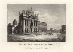 Udsigt over stedet og den pavelige ærkebasilika St. John i Lateran, Lateranbasilikaen, Rom af Unbekannt