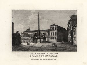 Udsigt over Quirinalpaladset og -pladsen, Palazzo del Quirinale og Piazza del Quirinale, Rom af Unbekannt