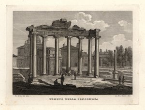 Udsigt over Concordtemplet, Tempio della Concordia, Rom af Unbekannt