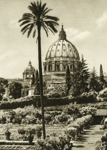 Udsigt over Vatikanets have og Peterskirken (San Pietro) i Rom af Unbekannt