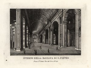 Udsigt over det indre af Peterskirken, Basilica Sancti Petri, Rom af Unbekannt