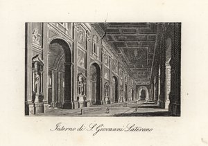Udsigt over det indre af St. Johannes Døberens ærkebasilika. John Lateran, S. Giovanni Lateran, Rom af Unbekannt