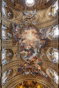Udsigt over skibets hvælving med "Triumfen i Jesu navn", Gesù-kirken, Rom, Italien (foto) af Unbekannter Künstler