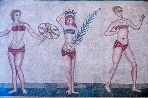 Villa Romana del Casale, Piazza Armerina, Sicilien, Italien. Mosaik. af Unbekannter Künstler