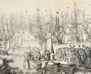 Vilhelm af Orange sætter sejl mod England i november 1688 (gravering) af Unbekannter Künstler