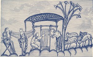 Vævende kvinde, 1130 - 1174 e.Kr. af Unbekannter Künstler