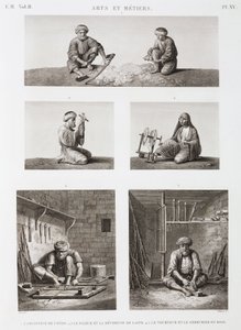 Uld og kamgarn, spinding af tekstil og træarbejdere, Egypten, ca 1798 af Unbekannt