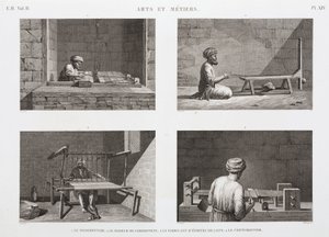 Uld og kamgarn, Vævevævning, Egypten, c 1798 af Unbekannt