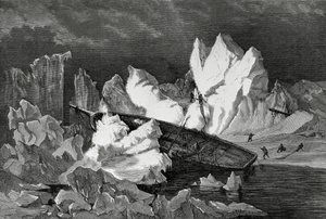 Vraget af Hansa knust af is, oktober 1869, Ishavet, Anden tyske nordpolarekspedition af William M. Timlin