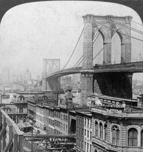 Brooklyn Bridge, New York, USA, 1901. af Underwood and Underwood
