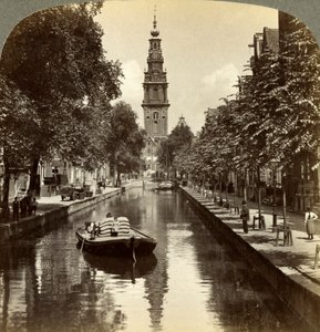 Kanal, Amsterdam, Holland. af Underwood and Underwood