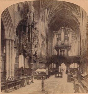 Interiør af Exeter Cathedral, England, 1900. af Underwood and Underwood