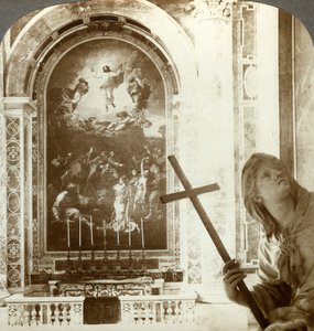 Mosaik over Transfigurationsalteret, Peterskirken, Rom, Italien. af Underwood and Underwood