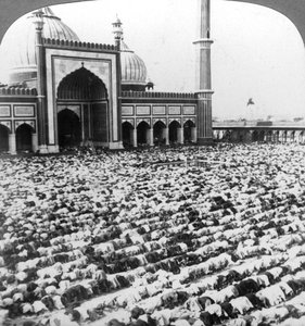 Beder i Jumma Musjid, Delhi, Indien, 1904. af Underwood and Underwood