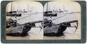 Russisk kanonbåd Bobre ved New Chwang, Manchuriet, den russisk-japanske krig, 1904. af Underwood and Underwood