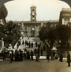 Senatorpaladset, Piazza del Campidoglio, Capitoline Hill, Rom, Italien. af Underwood and Underwood