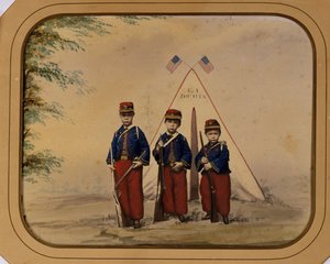 Tre drenge i zouave-dragt af Unidentified