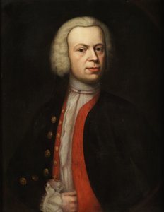 Halvkort portræt af en herre med paryk af Unidentified painter label QS