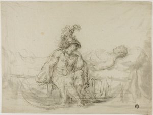 Achilles sørgende Patroklos af Unknown