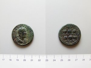 Mønt af Baldrians, kejser af Rom; Gallienus, kejser af Rom fra Anazarbus af Unknown
