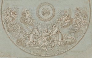 Design til en apsis med franciskanerbrødre og grupper af engle af Unknown