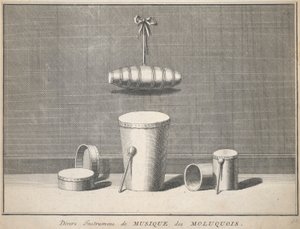 Diverse Molukkens musikinstrumenter af Unknown