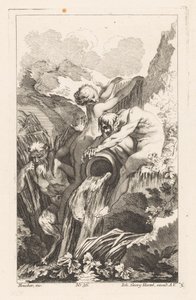 Springvand med mand, kvinde og satyr Diverse Fontaines (serietitel) af Unknown