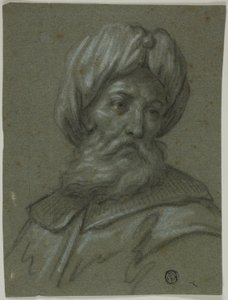 Hoved af en gammel mand med turban og skæg af Unknown