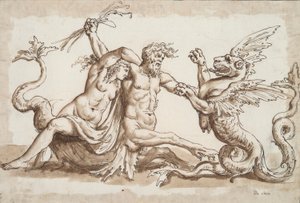 Nereid og Triton kæmper mod en Griffon af Unknown