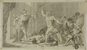 Perseus konfronterer Phineas og hans tilhængere med Head of Medusa af Unknown