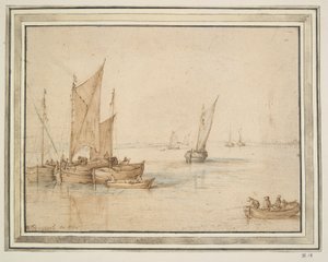Sejlbåde for anker i roligt vand af Unknown