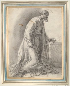 Hellig figur knælende af Unknown