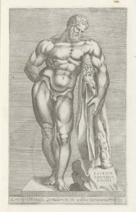 Skulptur af Herkules Hercules Farnese Statue af Hercules i det farnesiske palads (titel på objektet) Antikke skulpturer i Rom (serietitel) Ikoner af de gamle statuer af byen Rom, som ses på offentlige steder (serietitel) af Unknown