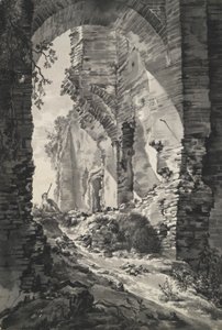 Indgangsporten til ruinerne af Brederode Castle, Holland, med hyrde af Unknown