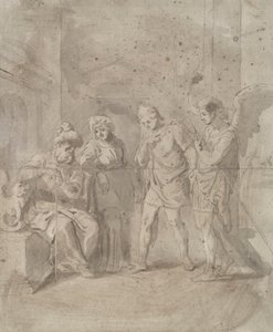 Tobit og englen forlader sine forældre af Unknown
