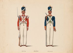 10. Madras Native Infantry og Madras Artillery af Unknown artist