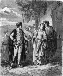 1400-tals kostumer. 1800-tals gravering. af Unknown artist