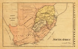 1899 kort over Sydafrika under Anden Boerkrig (farvegravering) af Unknown artist