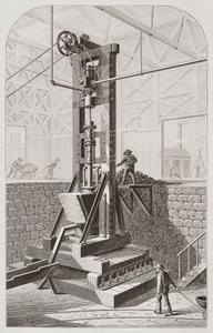 1800-tallets stempelmølle, også kendt som et stempelbatteri eller stempelmølle af Unknown artist