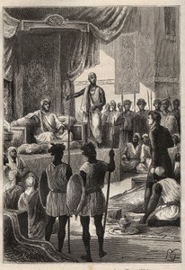 A Journey (1792-1795) to Egypt and the Near East af William George Browne (1768-1813): Browne møder sultanen fra Darfur Ald el Raschman (Abd-er-Rahman, kendt som El-Rachid eller den retfærdige), kl. El Fasher (Al-Fashir, Sudan) i 1793 - illustration fra "T af Unknown artist