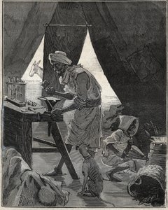 En kabylsk guldsmed i Algeriet i det 19. århundrede. Indgravering fra 1885 i "" Les arts et metiers illustres"" af Adolphe BITARD. af Unknown artist