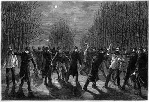 En tæv mod forbryderne i Bois de Boulogne i Paris i 1883 af Unknown artist