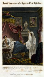 Et spøgelse dukker op foran Lord Lyttelton for at meddele hans død. 1825. Bibel. Morando, Milano. af Unknown artist