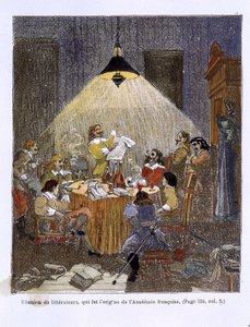 Et møde af literatorer, som var oprindelsen til det franske akademi af Unknown artist