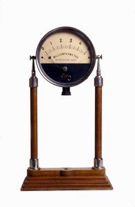 Et milliamperemeter (eller amperemeter): apparat designet til at beregne intensiteten af den elektriske strøm. af Unknown artist