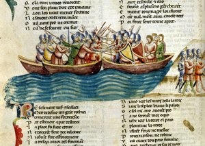 Et søslag. 13. århundredes miniature af Unknown artist