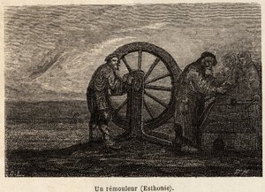 En remover i Estland. Tegning af Henriet, til illustration af hans rejse til de russiske baltiske provinser i 1851-54. Indgravering i "" Le tour du monde"", redigeret af Edouard Charton af Unknown artist
