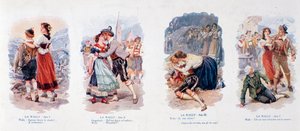 En række vignetter, der illustrerer operaen La Wally (litografi) af Unknown artist